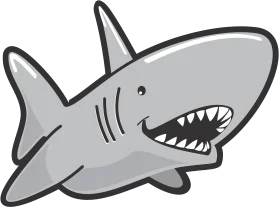 Fierce Gray Shark Clipart Illustration with Sharp Predatory Design
