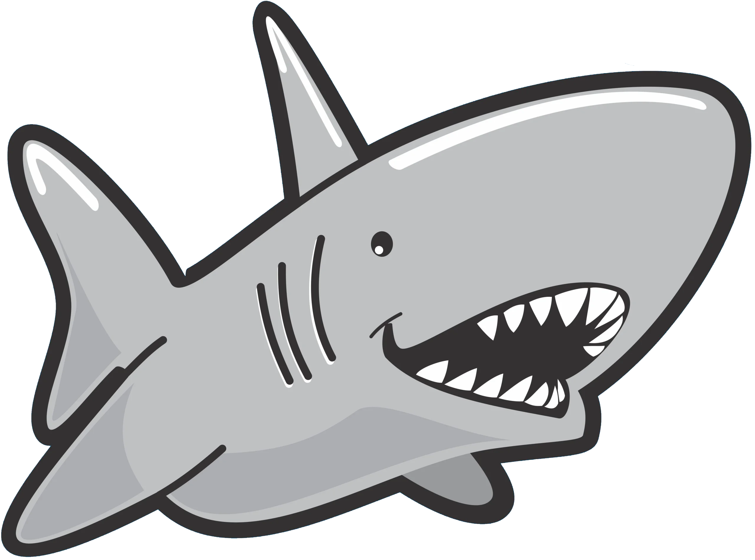 Fierce Gray Shark Clipart Illustration with Sharp Predatory Design