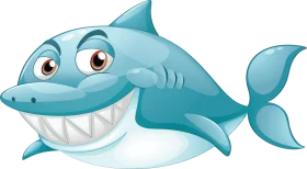 Friendly Cartoon Shark Clipart with Playful Grin and Cheerful Expression