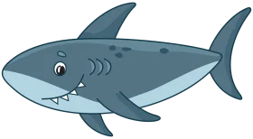 Friendly Gray Shark Cartoon Clipart: Underwater Marine Adventure Illustration