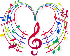 Heart-Shaped Musical Notes Harmony Treble Clef Colorful Music Clipart Design