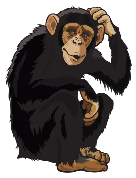 Inquisitive Chimpanzee Clipart - Adorable Primate Scratching Head with Curious Expression