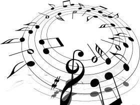 Melodic Swirl of Musical Notes: A Dynamic Musical Notation Clipart Design