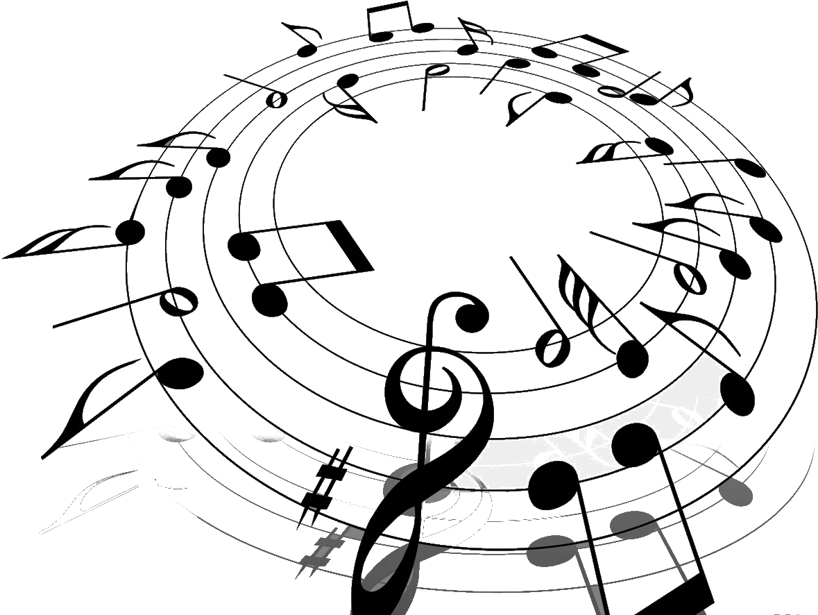 Melodic Swirl of Musical Notes: A Dynamic Musical Notation Clipart Design
