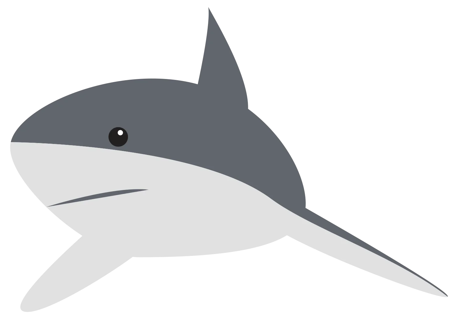Minimalist Gray and White Shark Silhouette Clipart Design with Sharp Elegance