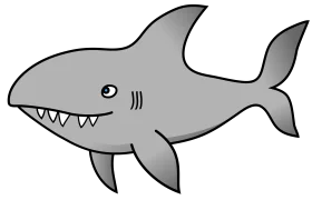 Minimalist Gray Shark Clipart: Simplified Cartoon Marine Predator Design