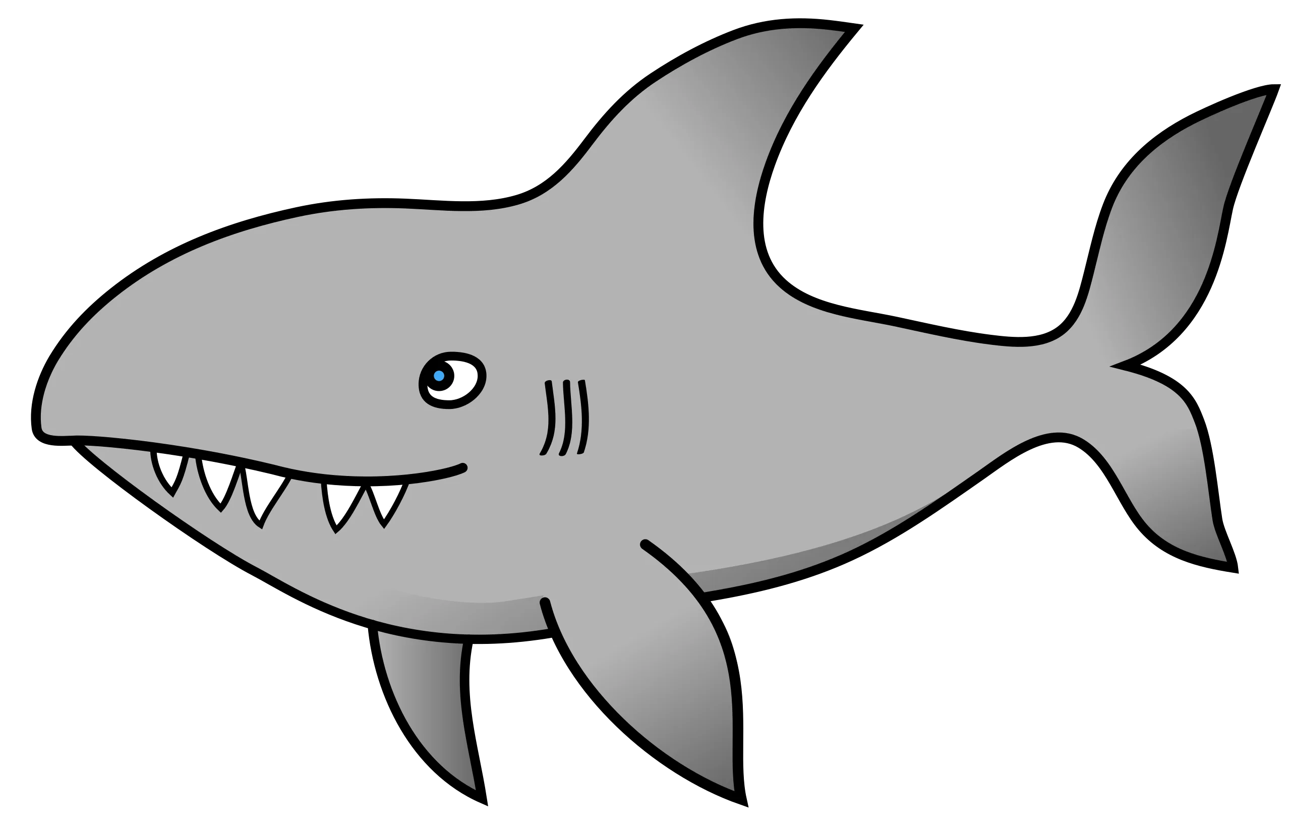 Minimalist Gray Shark Clipart: Simplified Cartoon Marine Predator Design