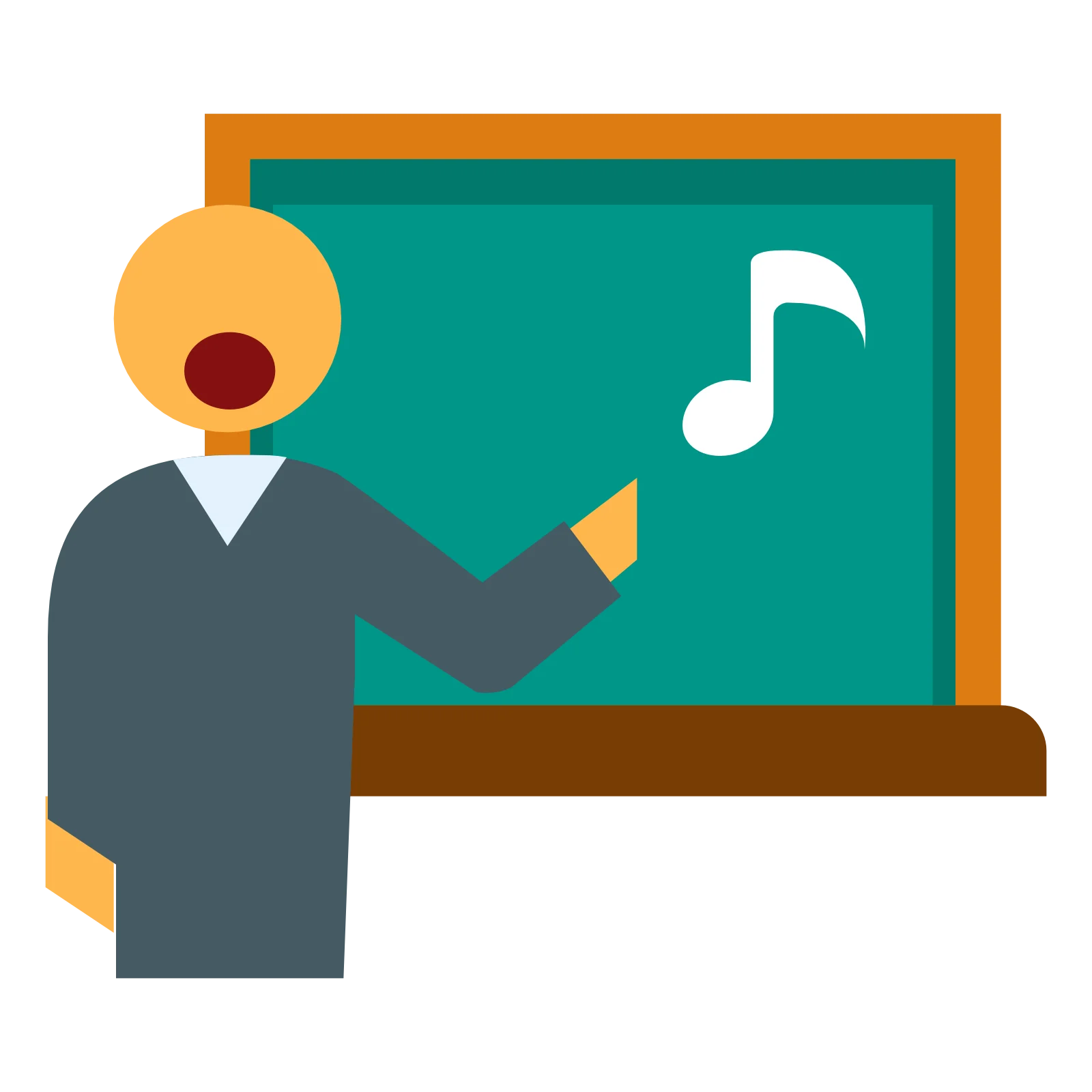 Music Teacher Presenting Musical Note on Chalkboard Educational Clipart Illustration