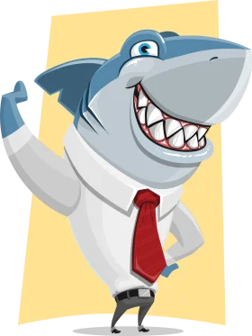Professional Shark in Business Attire Cartoon Clipart Illustration Design