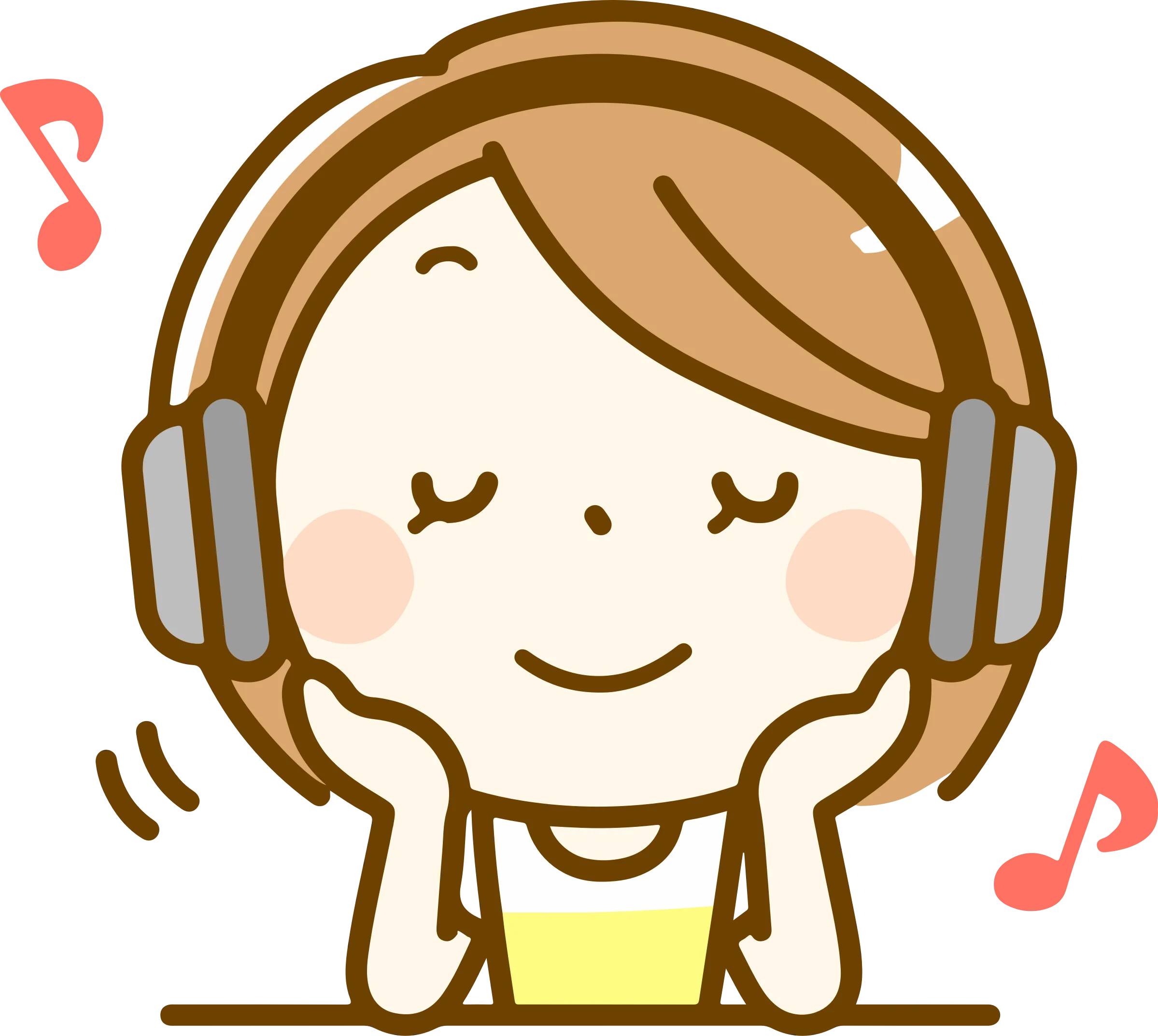 Serene Musical Moment: Cartoon Character Enjoying Melodic Bliss with Headphones Clipart