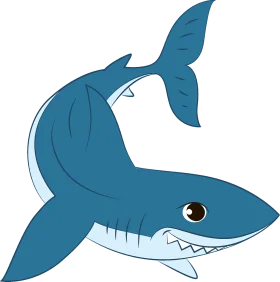 Stylized Blue Ocean Predator Shark Clipart with Cartoonish Design