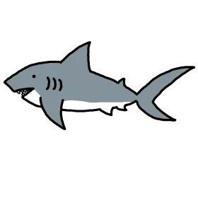 Stylized Gray and White Cartoon Shark Clipart with Sharp Fins and Menacing Smile