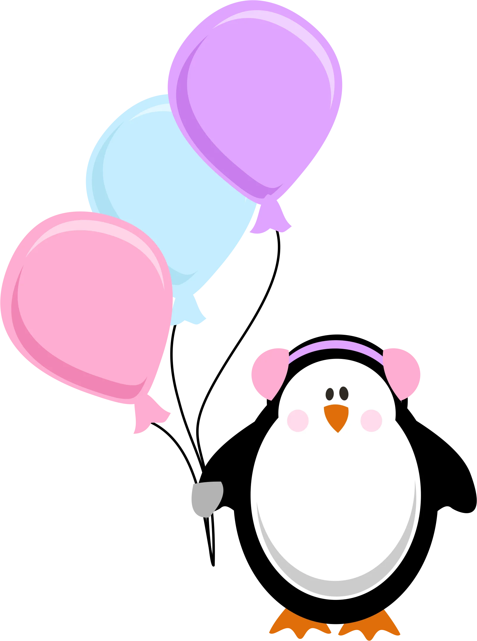 Adorable Penguin Birthday Celebration Clipart with Pastel Balloons