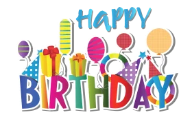 Cheerful Colorful Happy Birthday Celebration Clipart Design with Festive Elements