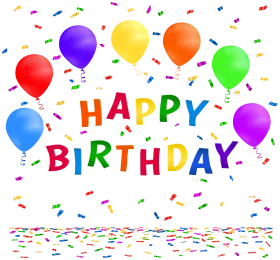Festive Birthday Celebration Clipart with Colorful Balloons and Confetti