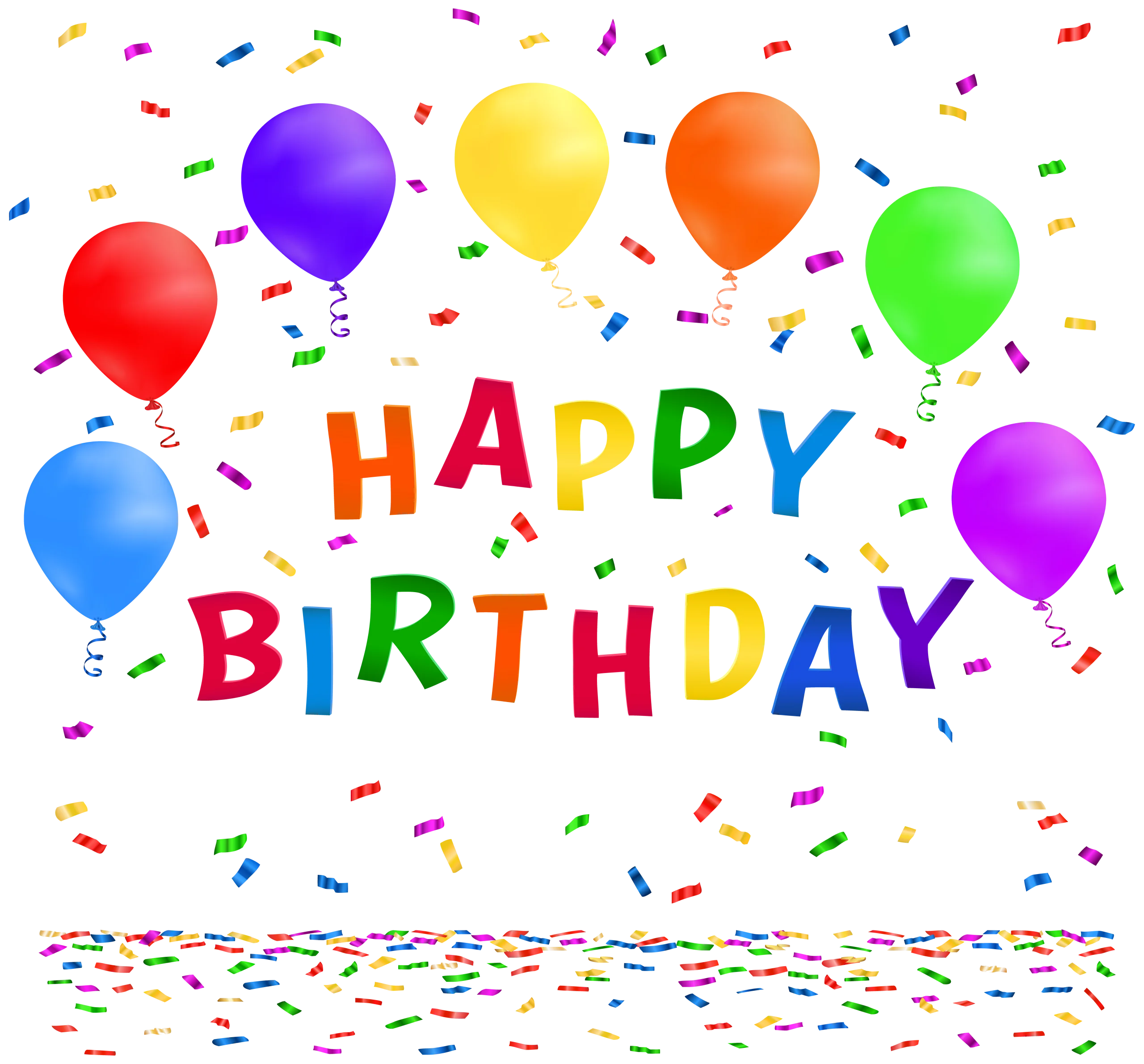 Festive Birthday Celebration Clipart with Colorful Balloons and Confetti
