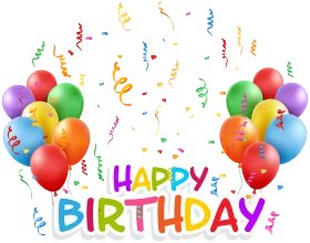 Festive Colorful Birthday Celebration Clipart with Joyful Balloons and Streamers