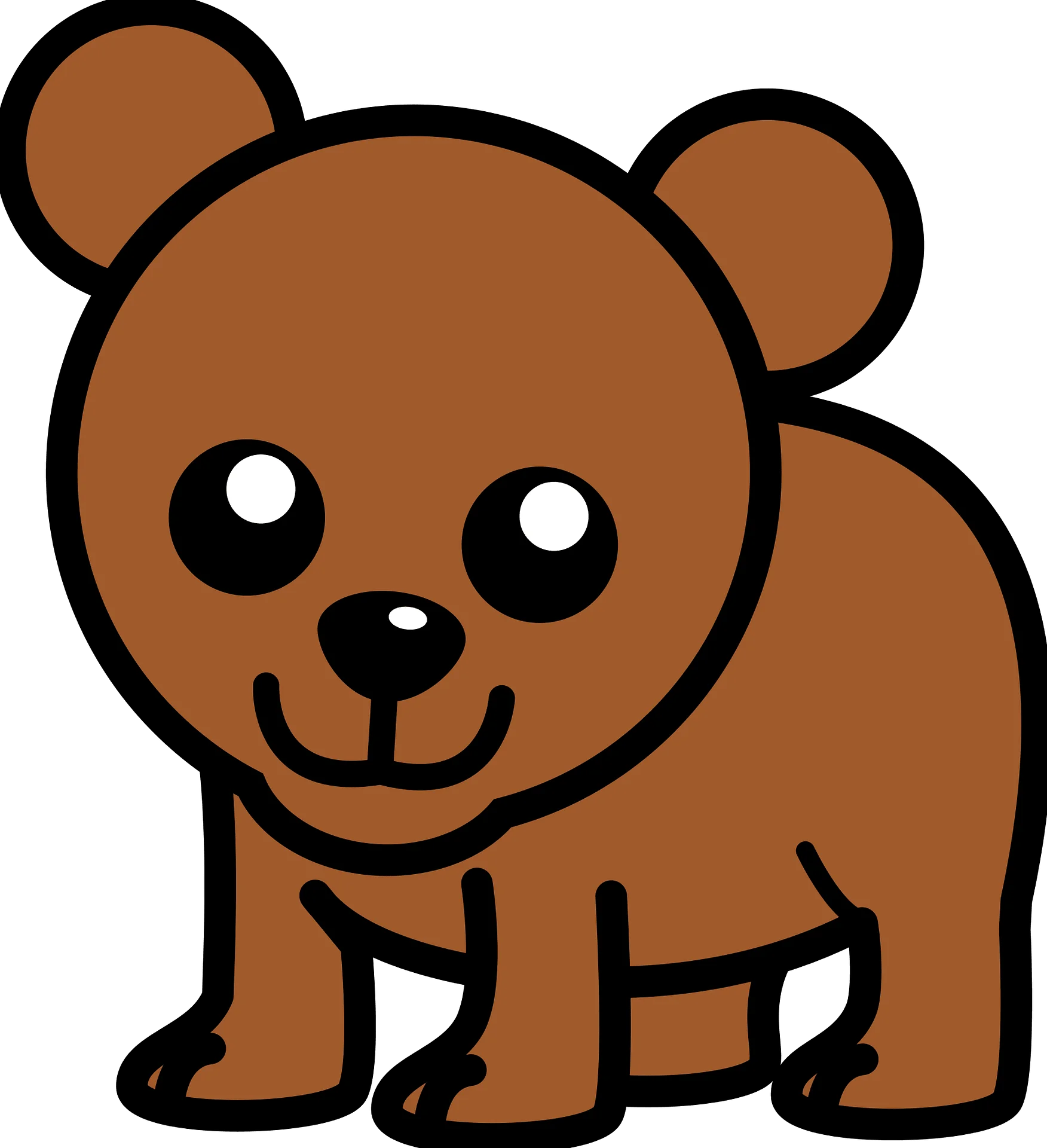 Adorable Brown Cartoon Bear Clipart - Cute Minimalist Woodland Character Design