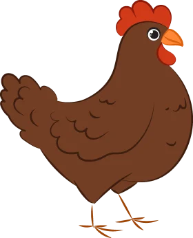 Adorable Brown Hen Clipart with Charming Rustic Cartoon Style Design