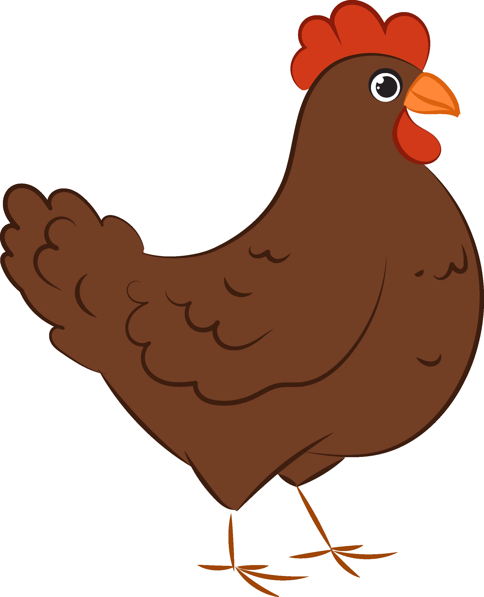 Adorable Brown Hen Clipart with Charming Rustic Cartoon Style Design