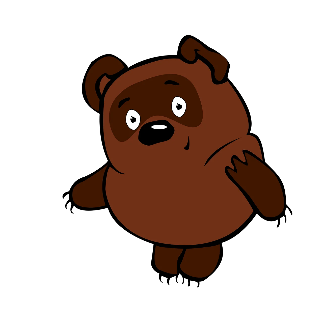 Adorable Cartoon Brown Bear Clipart: Cute Plump Character with Playful Expression