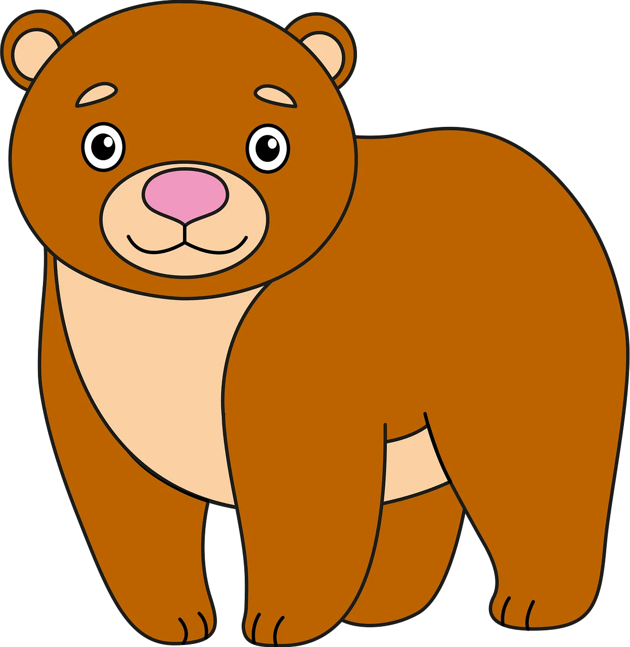 Adorable Cartoon Brown Bear Clipart Illustration for Kids and Nursery Decor