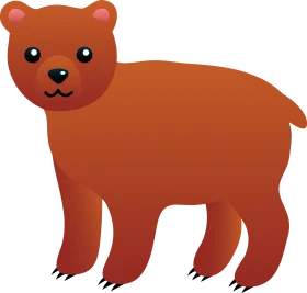 Adorable Cartoon Brown Bear Clipart Illustration with Rounded Features