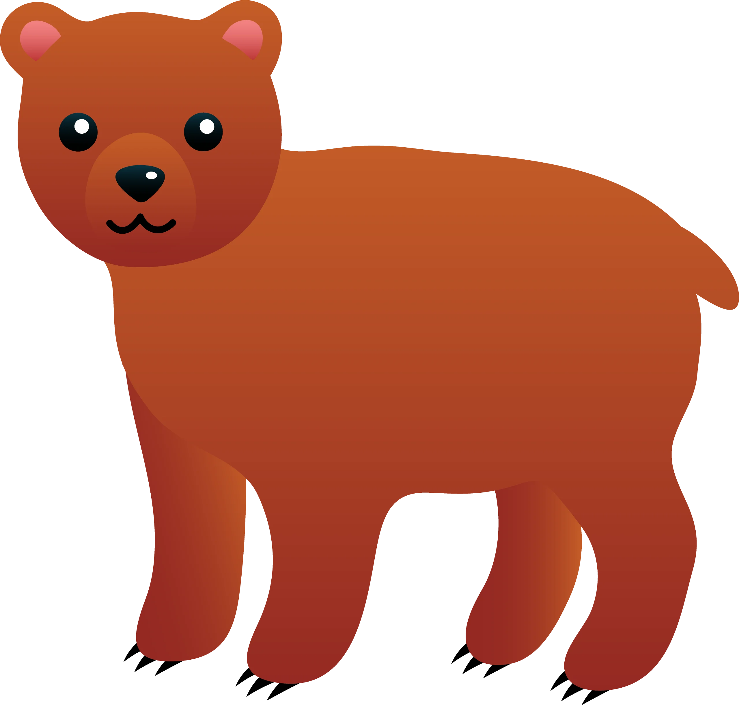 Adorable Cartoon Brown Bear Clipart Illustration with Rounded Features