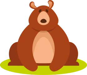 Adorable Cartoon Brown Bear Sitting Cute Clipart Illustration Design