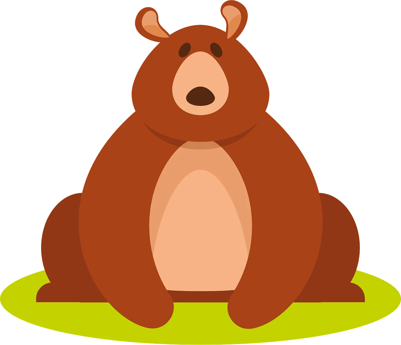 Adorable Cartoon Brown Bear Sitting Cute Clipart Illustration Design