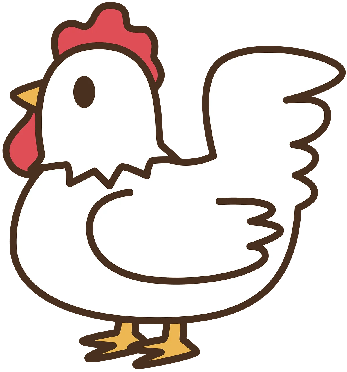 Adorable Cartoon Chicken Clipart with Charming Simplistic Design