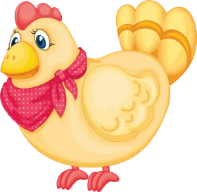 Adorable Cartoon Farmyard Friend: Charming Chicken Clipart with Polka Dot Bandana