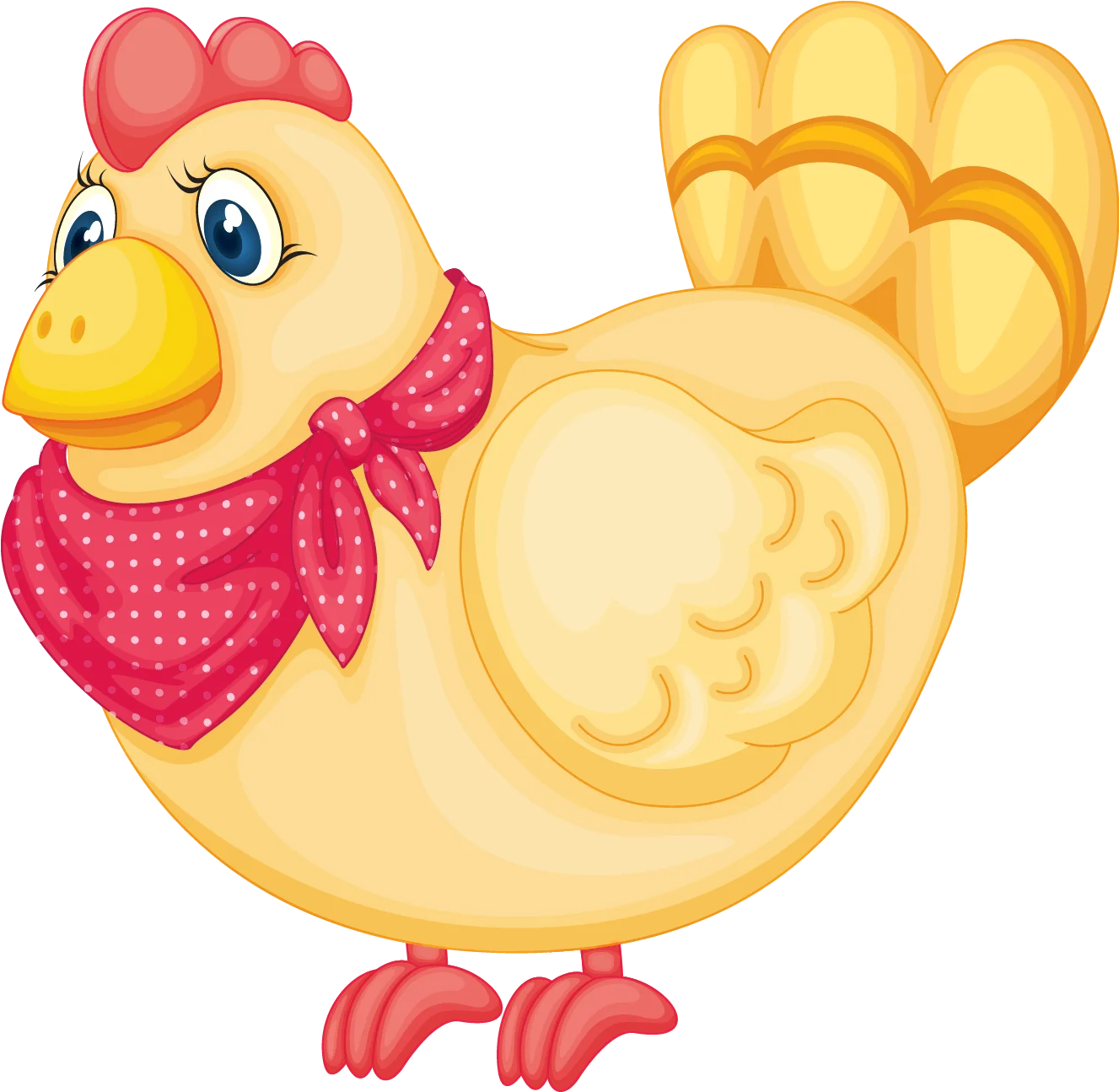 Adorable Cartoon Farmyard Friend: Charming Chicken Clipart with Polka Dot Bandana