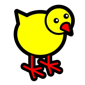 Adorable Cartoon Yellow Chick Clipart with Playful Cartoon-Style Design