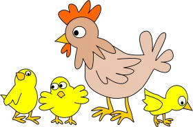 Adorable Farmyard Family Chicken Clipart: Mother Hen and Playful Chicks