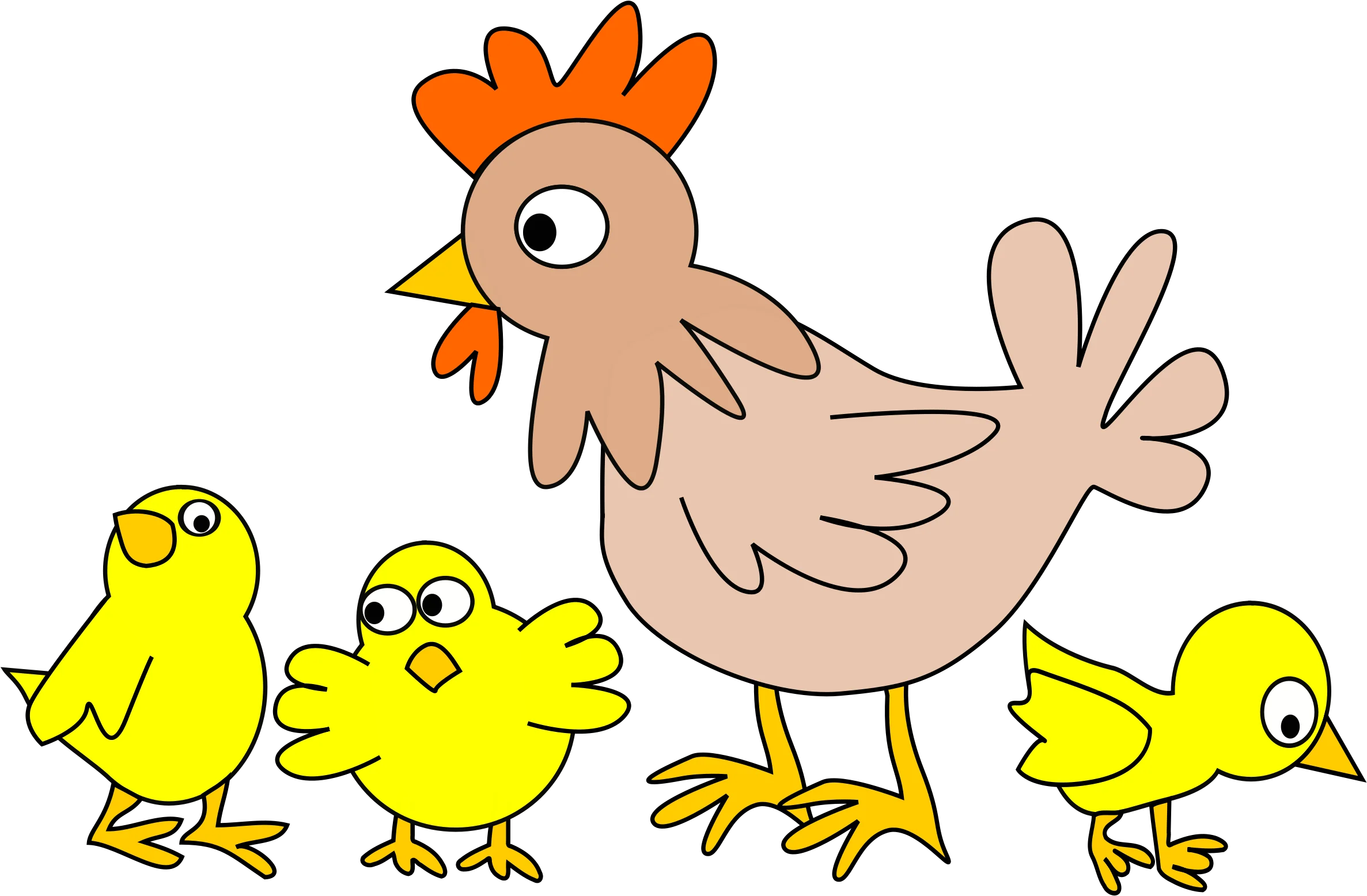 Adorable Farmyard Family Chicken Clipart: Mother Hen and Playful Chicks