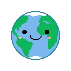 Adorable Kawaii Earth Clipart with Cute Smiling Cartoon Face Design
