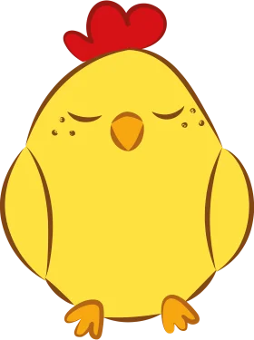 Adorable Round Yellow Chick Clipart with Rosy Red Comb and Closed Eyes