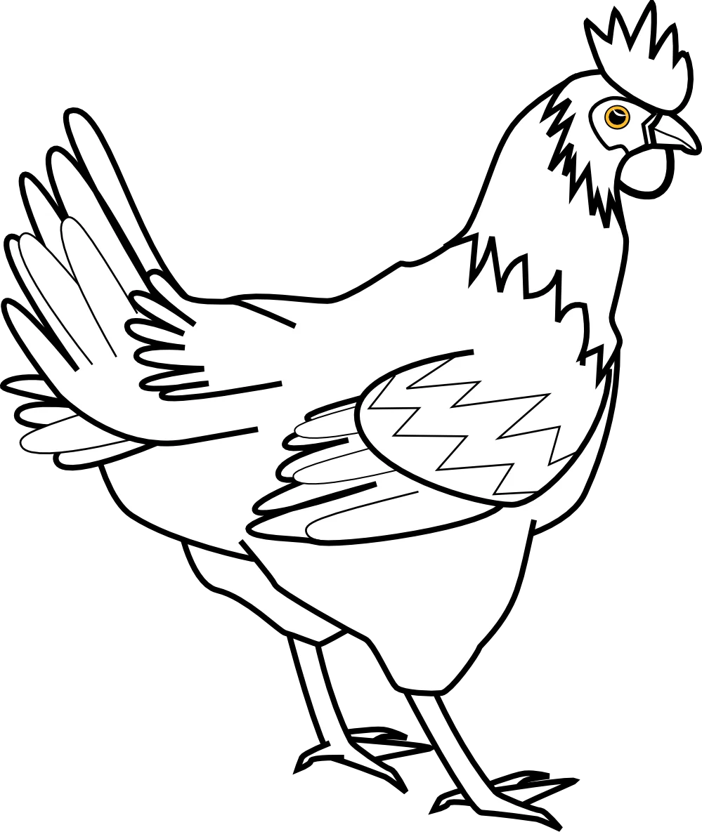 Black and White Hand-Drawn Chicken Clipart Illustration for Design Projects