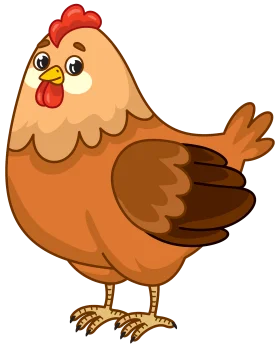 Charming Cartoon Chicken Clipart: A Plump and Playful Farmyard Friend