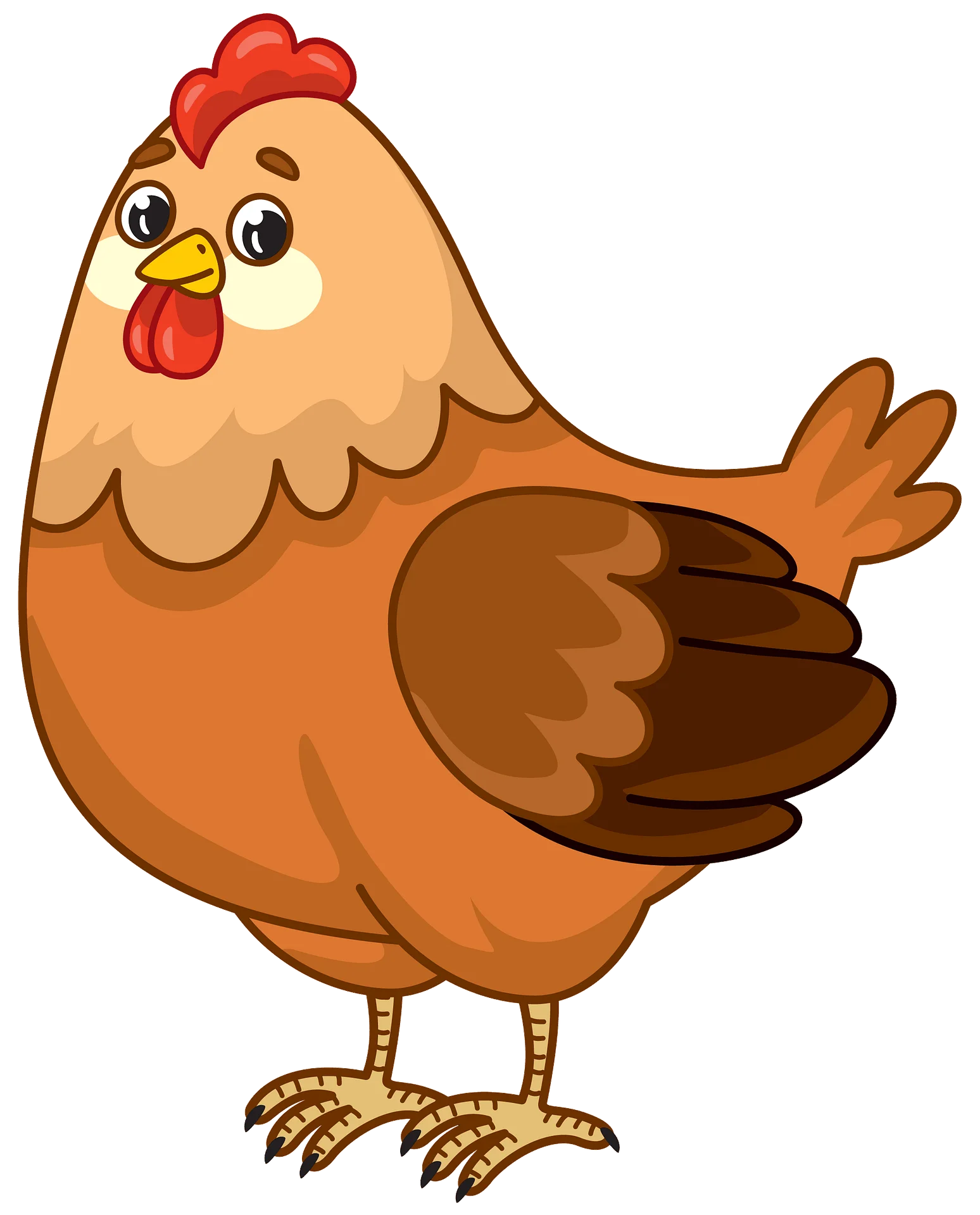 Charming Cartoon Chicken Clipart: A Plump and Playful Farmyard Friend