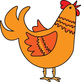Charming Orange Rooster Clipart: A Whimsical Farm Fowl Illustration with Bold Design