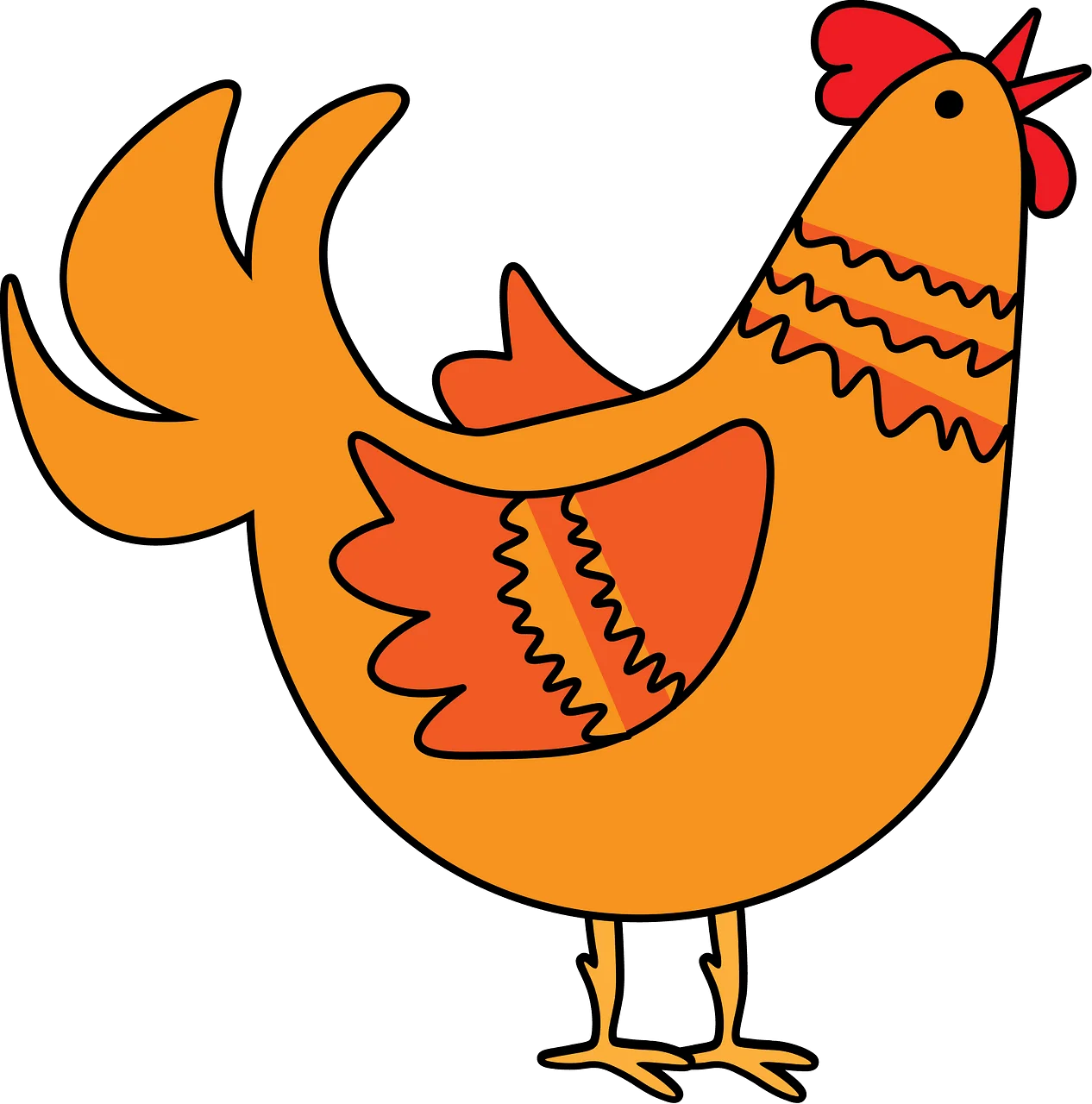 Charming Orange Rooster Clipart: A Whimsical Farm Fowl Illustration with Bold Design