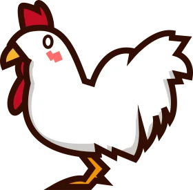 Charming White Rooster Clipart - Cartoon Style Farm Animal Illustration