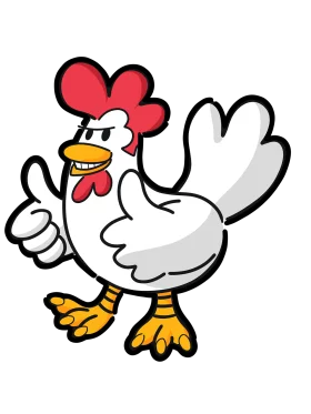 Cheerful Farm Friend Chicken Clipart with Playful Pose and Thumbs Up
