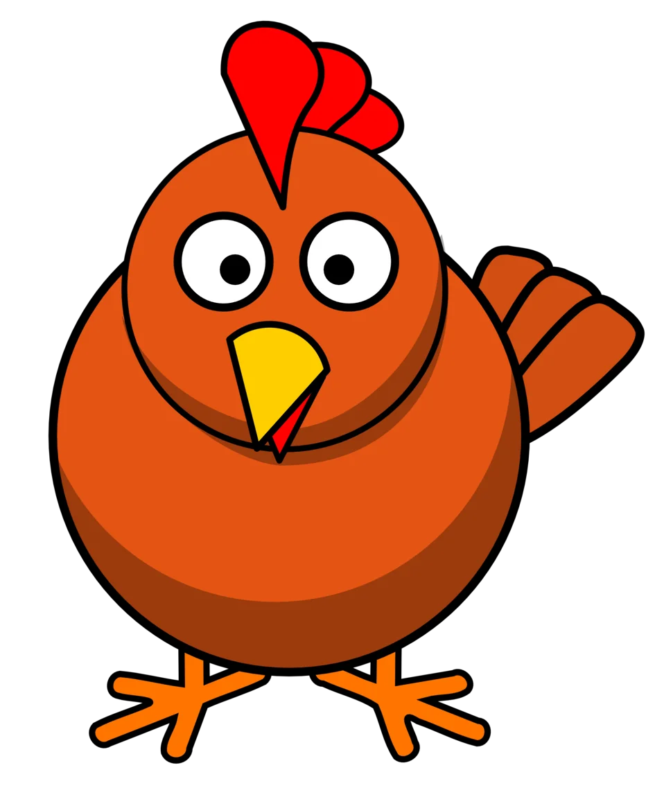 Cheerful Round Cartoon Chicken Clipart with Playful Cartoon Style and Expressive Features
