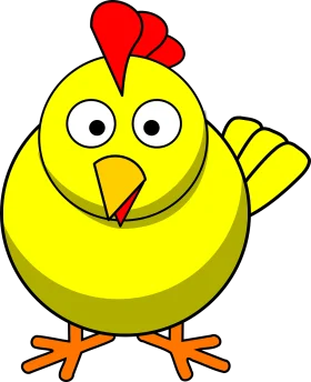 Cheerful Yellow Cartoon Chicken Clipart with Playful Personality