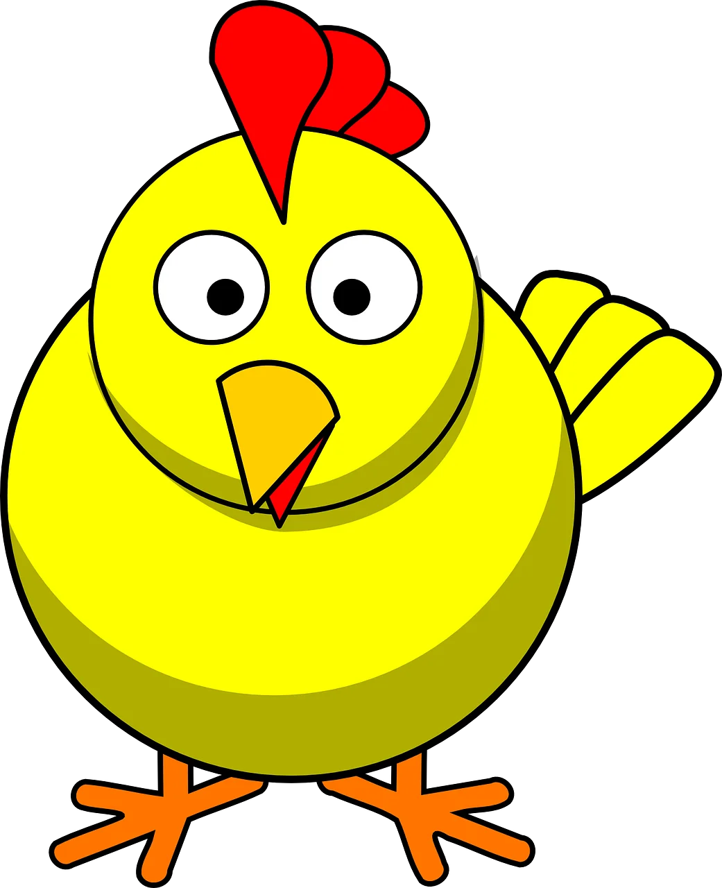 Cheerful Yellow Cartoon Chicken Clipart with Playful Personality