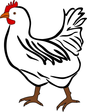 Classic White Hen Clipart: Stylized Farmyard Poultry Illustration Design