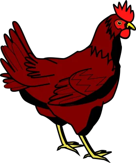 Crimson Rooster Clipart: Rustic Red Farm Fowl with Bold Stance